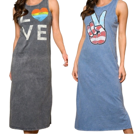 Caution To The Wind Dresses & Skirts - NEW Mineral Wash Gray Tank Sleeveless Shirt Dress